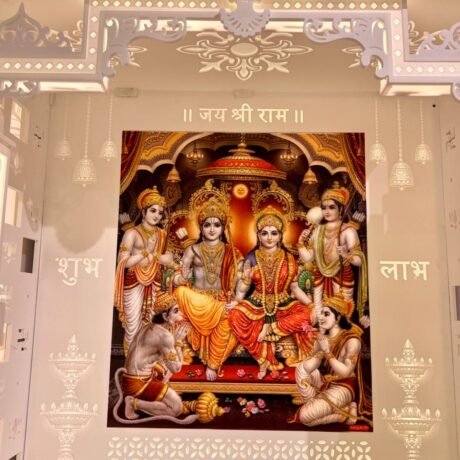 Colorful Ram Parivaar Corian Mandir with Light 3- designotemplestore.com