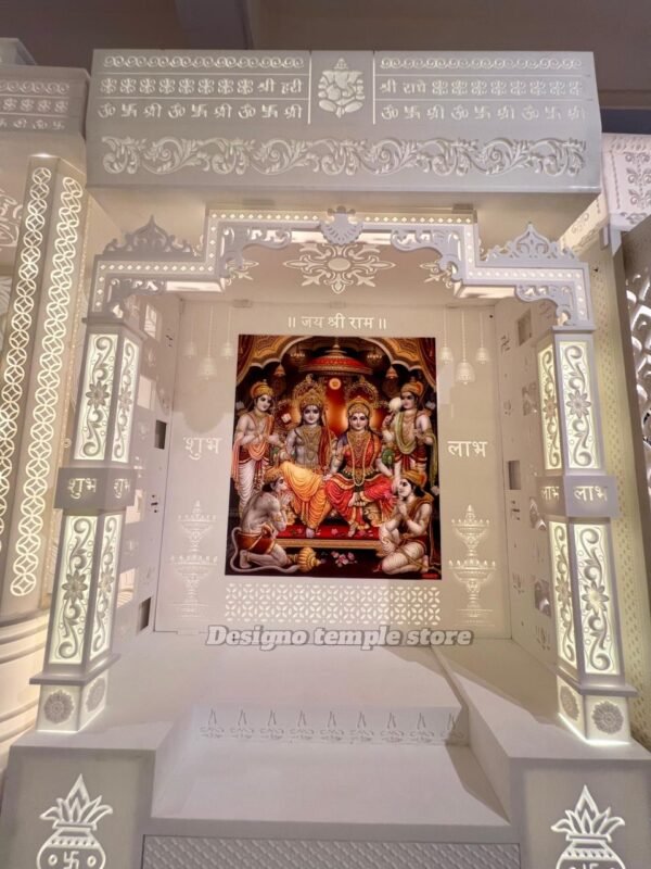 Colorful Ram Parivaar Corian Mandir with Light 2- designotemplestore.com