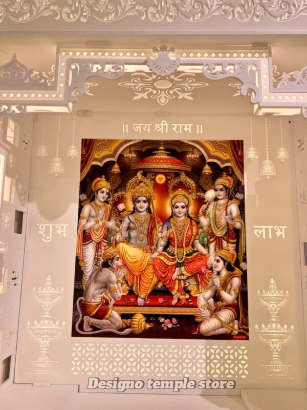 Colorful Ram Parivaar Corian Mandir with Light 3- designotemplestore.com
