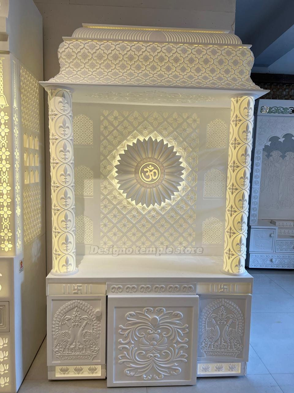 Om Corian Mandir with Backlit 2- designotemplestore.com