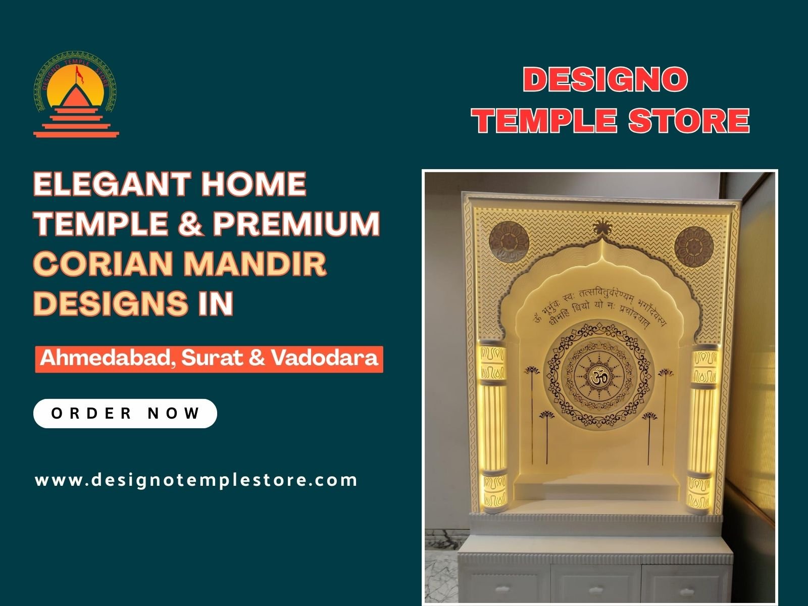 Elegant Home Temple & Premium Corian Mandir Designs in Ahmedabad, Surat & Vadodara